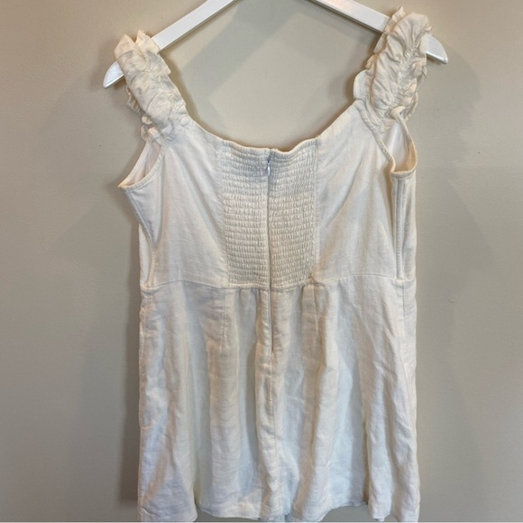 Abercrombie & Fitch Cap Sleeve Mini Dress Linen Blend Ivory Large Petite - Picture 5 of 5